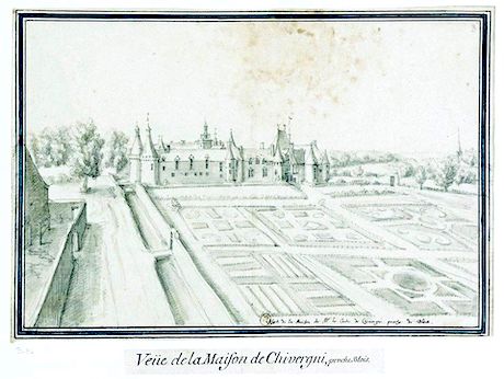 Gravure de l'ancien château de Cheverny, au début du XVIIe siècle