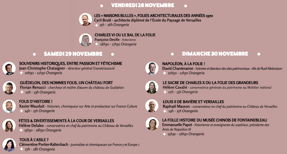 Intervenants du salon du livre d'art et d'histoire au château de Cheverny