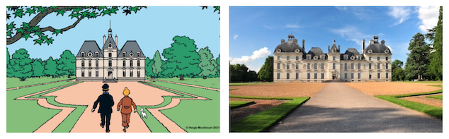 Comparaison entre Moulinsart et le château de Cheverny